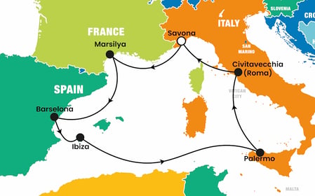 Costa Toscana ile Balear Adaları & Batı Akdeniz Turu Pegasus ile / 7 Gece Konaklamalı / İstanbul Çıkışlı / 6 Ağustos