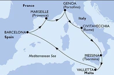 MSC World Asia ile Malta ve Sicilya'lı Batı Akdeniz Turu THY ile / 8 Gece Konaklamalı / İstanbul Çıkışlı / 6 Mart